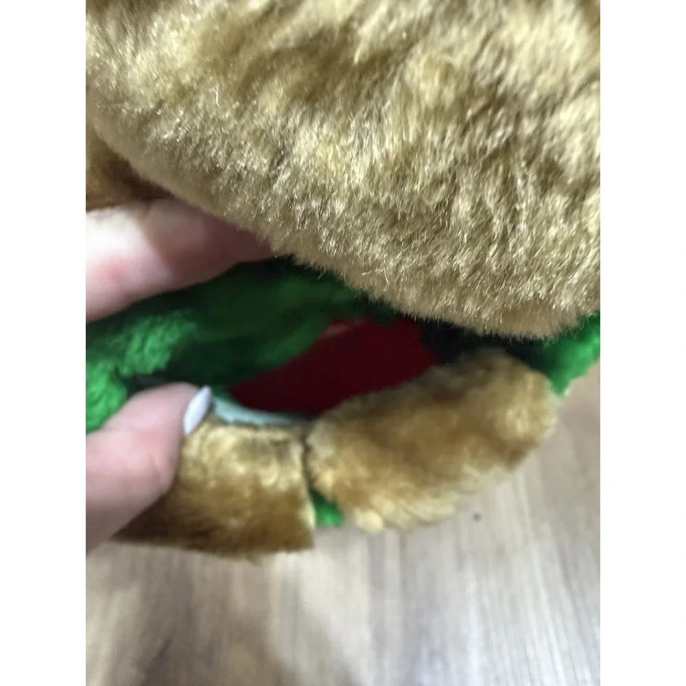Vtg Christmas Stocking 3D Reindeer/Moose Plush Fuzzy‎ Red Nose 26